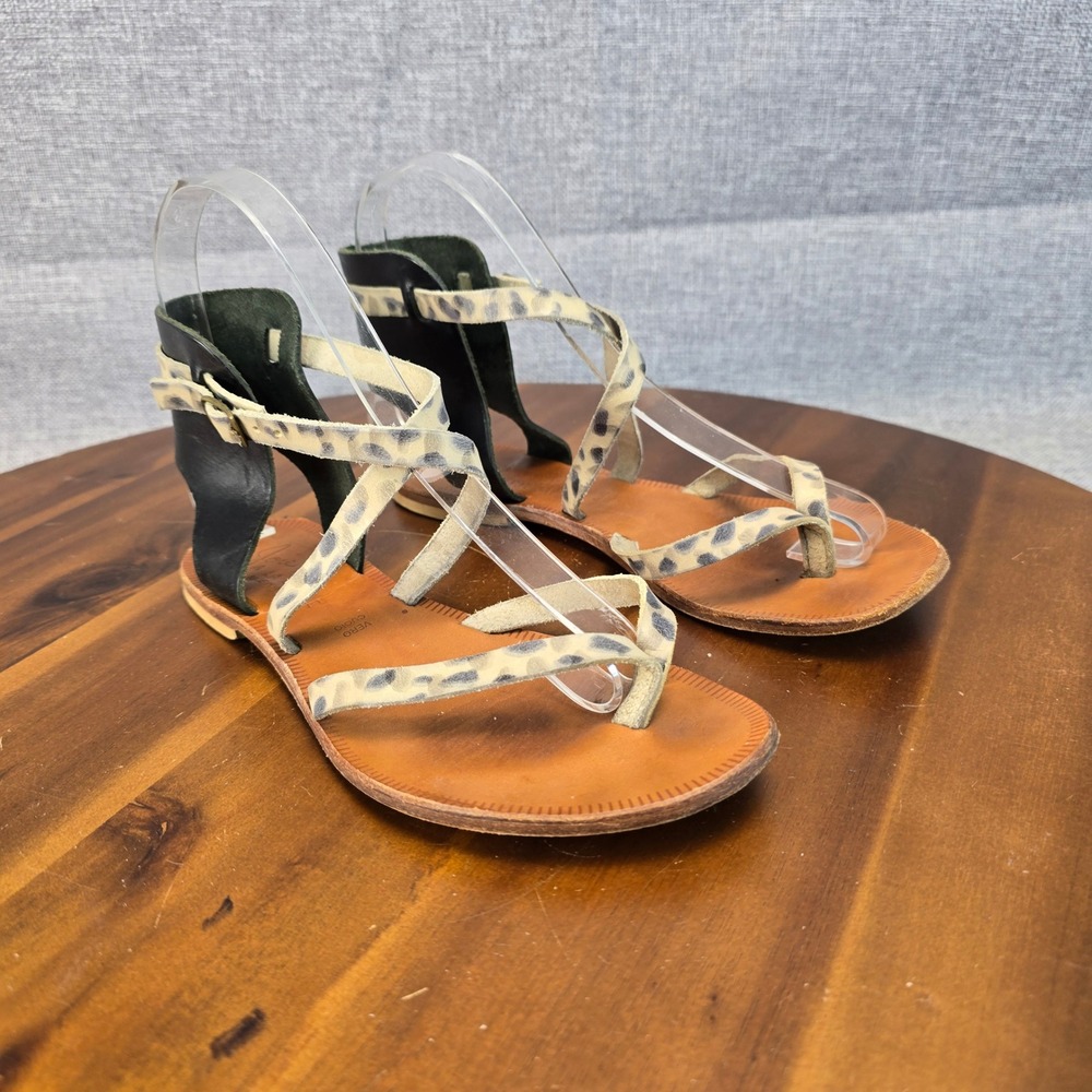 Joie A La Plage Womens Leopard Print Leather Gladiator Sandals Italy Size 35 - Picture 15 of 15